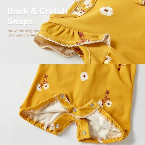 Baby Girl Romper 100% Cotton Breathable Soft with Headband, Sleeveless Summer Outfits for Newborn Infant 0-24 Months2