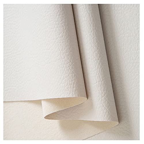 Tissu en similicuir de litchi blanc 1.4X5m au grain noble pour maroquinerie