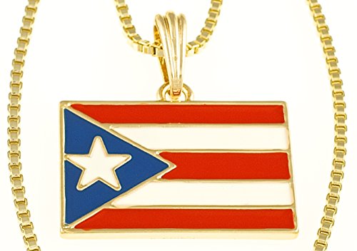 Gwood Puerto Rico Flag Pendant Set With 24 And 30 Inch Box Link Necklaces #TOP3