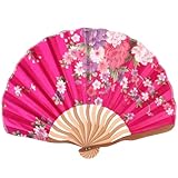 KICHOUSE Abanicos y Accesorios Únicos de Estilo Japonés para Mujer Plegables 2 Piezas de Tela Delicada, Obsequio Adecuado para Hogar