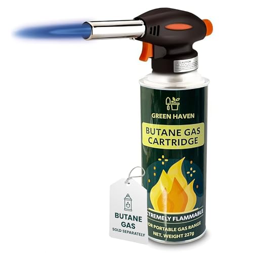 Green Haven Blow Torch for Cooking Kitchen Torch with Adjustable Flame & Safety Lock Crème Brûlée Torch for BBQ Baking Soldering & DIY