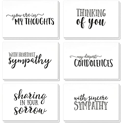 Blank Sympathy Cards with Envelopes, 6 Handwritten Designs (4 x 6 In, 72 Pack)