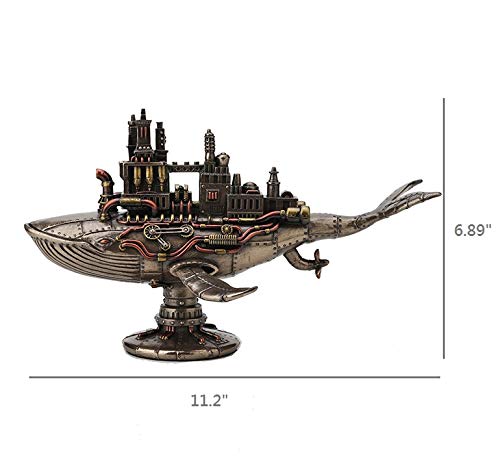 Estatua Steampunk Ballena Espacial 17.5 cm Resina Bronce miniatura 3
