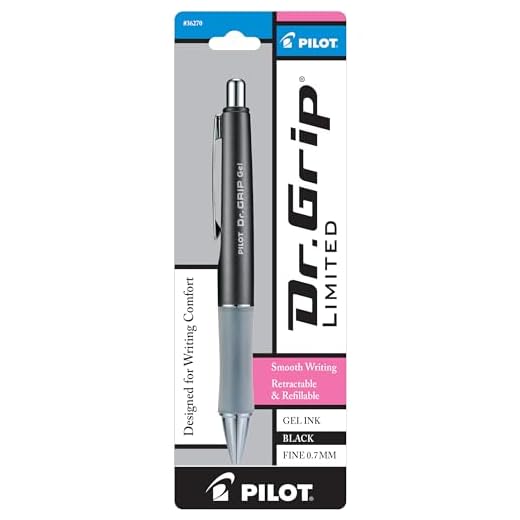 Pilot Dr. Grip Limited Refillable & Retractable Gel Pen, Black, Single Pen