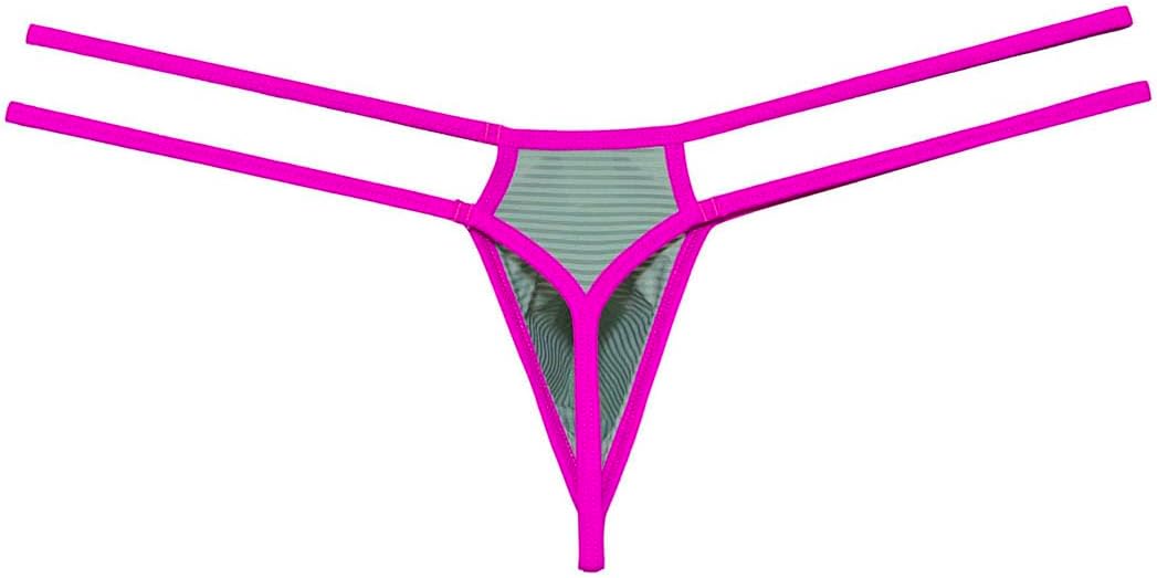Men G-String Underwear Ice Silk Thong Jockstraps Low-rise Tangas Bulge Pouch T-back 2 Strapes Waist Design