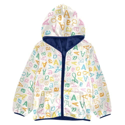 Letter A Girls Fleece Jacket Girls Fall Jacket Girls Zip Up Hoodie Girls Sherpa Jacket 2-10T
