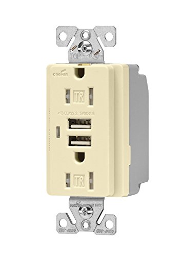image for EATON Wiring TR7745A Combination USB Charger with Tamper Resistant Rec