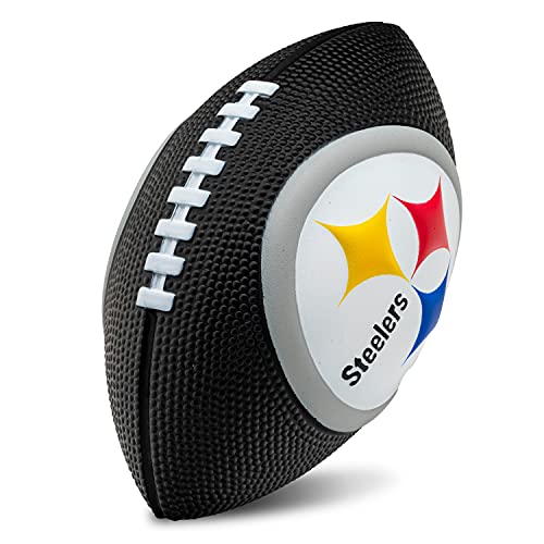 Franklin Sports NFL Pittsburgh Steelers Football - Kids Foam Football - Soft Junior Size 8.5" Ball with 3D Logos - Perfect for Gameday + Tailgates -  70151F26