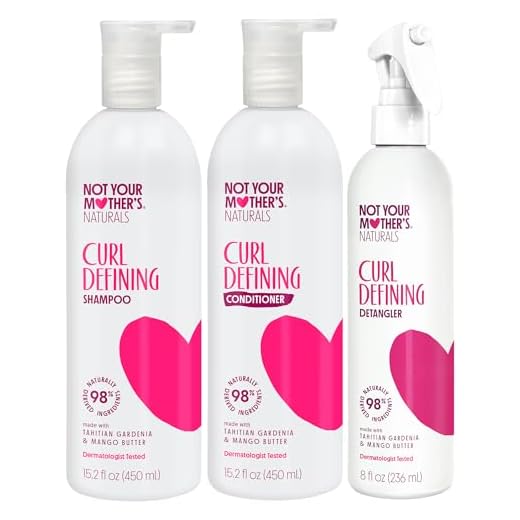 Not Your Mother's Naturals Curl Definition Shampoo, Conditioner, and Hair Detangler (3-Pack) - Tahitian Gardenia Flower & Mango Butter - Moisturize and Enhance Curls