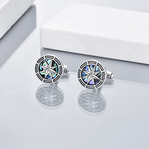 Compass Cufflinks Sterling Silver Tuxedo Shirt Cufflinks For Men Unique Cuff Links Executive Groom Father Wedding Gift #TOP2