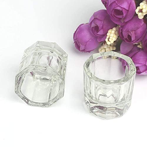 2Pcs Crystal Glass Acrylic Powder Liquid Nail Cup Dish Lid Manicure Bowl Container Holder Tools Accessories Art Nail Equipment #TOP6