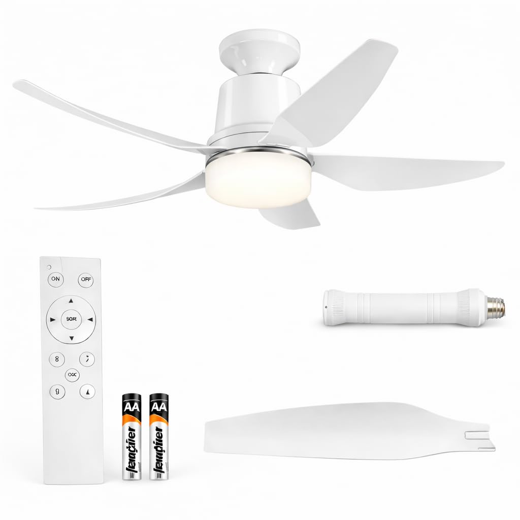 Photo 1 of Socket Fan Light with Remote, 28.35? Ceiling Fan Lights with E26 Base, 4 Speeds, 3000K-6500K Dimmable LED, 2-In-1 Socket Light for Patios, Garage, Bedroom, Living Room, Closet, and Small Rooms(White)