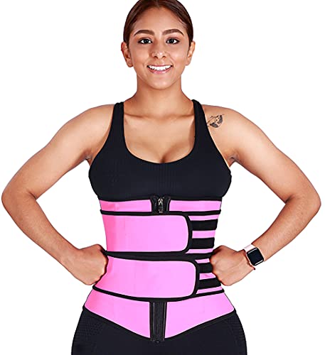 Women Workout Neoprene Waist Trainer Plus Size Sweat Bands for Tummy Control Waist Shaper Corset Slimming Belt Pink