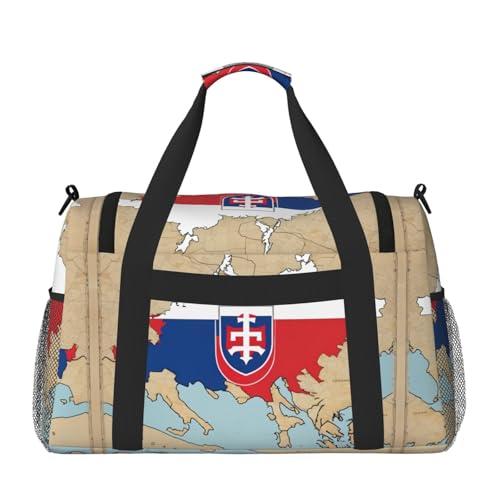 Slovakia position flag map print Travel Duffle Bag Gym Bag for Women,Puffer Tote Bag,Weekender Overnight Bag Organizer2