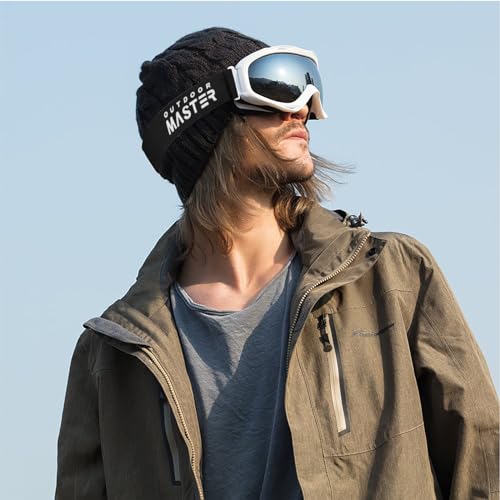 Image of OutdoorMaster OTG Ski Goggles - Over Glasses Ski /Snowboard Goggles for Men, Women & Youth - 100% UV Protection (White Frame + VLT 10% Grey Lens)