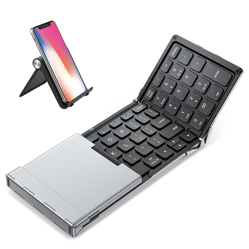 iClever Foldable Bluetooth Keyboard with Number Pad, BK...