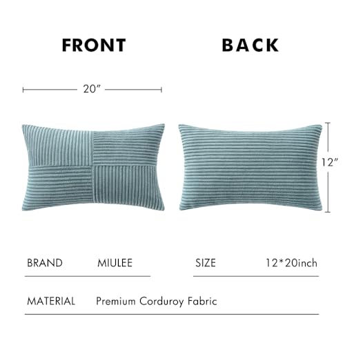 Image of MIULEE Slate Blue Decorative Lumbar Throw Pillow Covers 12x20 Inch 2 Pack