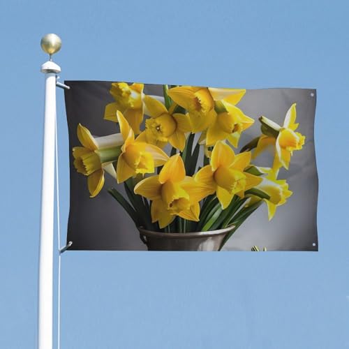Bannière résistante aux intempéries motif jonquilles en polyester durable de qualité