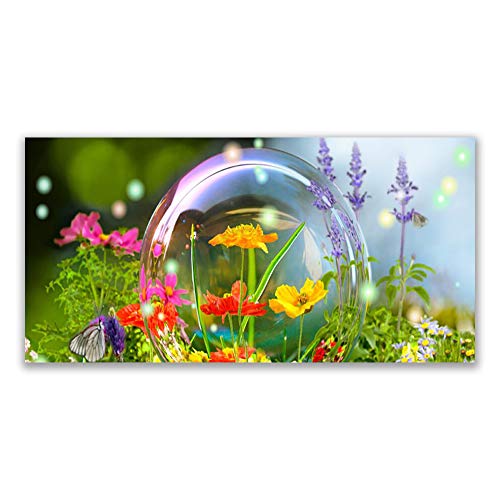 Impression sur verre trempé 140x70cm tableau mural moderne fleurs