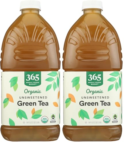 365 by Whole Foods Market, Organic Unsweetened Green Tea, 64 Fl Oz (Pack of 2)