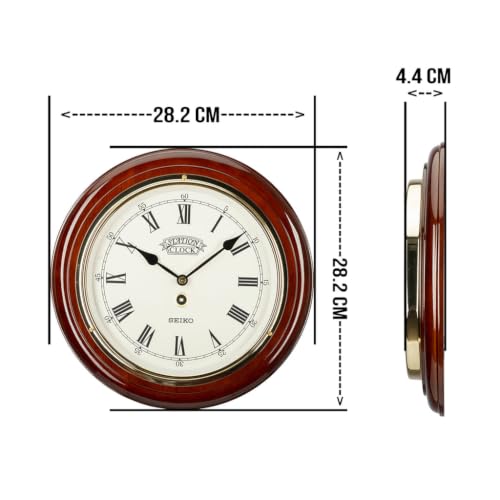 Image of Seiko Wall Clock (28.2 cm x 28.2 cm x 4.4 cm, Brown, QXA144BN), Abstract, Wood