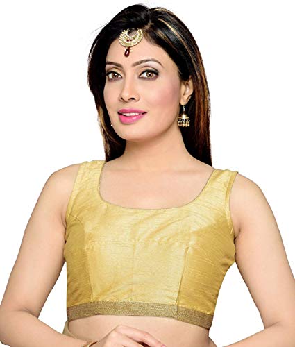 Hiral Designer Mall Choli Top & Saree Blouse Indian Silk & All Sari Color Matching Blouse for Women Choli (36, Gold)