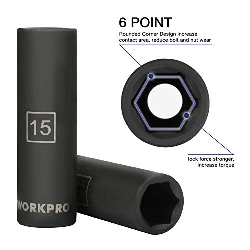 WORKPRO 1/2" Drive Impact Socket Set with Extension Bars, Premium Cr-V Steel, Complete 55-Piece, SAE and Metric Sockets with Enhanced Storage Case thumbnail 5