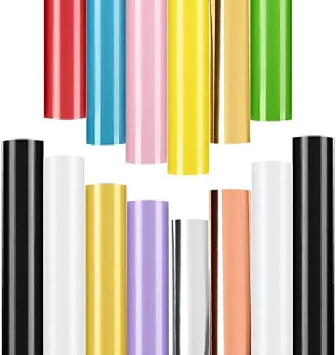 Lya Vinyl 14 Pack Permanent Vinyl - 14 Glossy Colors Self Adhesive Vinyl Sheets for Cricut & Silhouette, Party Decoration, Sticker, Craft Cutter, Car Decal