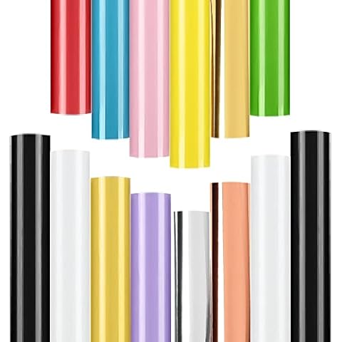 Lya Vinyl 14 Pack Permanent Vinyl for Cricut, 12" x 12" Glossy Permanent Vinyl Sheets for Cricut and Silhouette, Cricut Vinyl for Mug & Cup & Glass Window, Party Decoration, Craft Cutter, Home Decal Cover