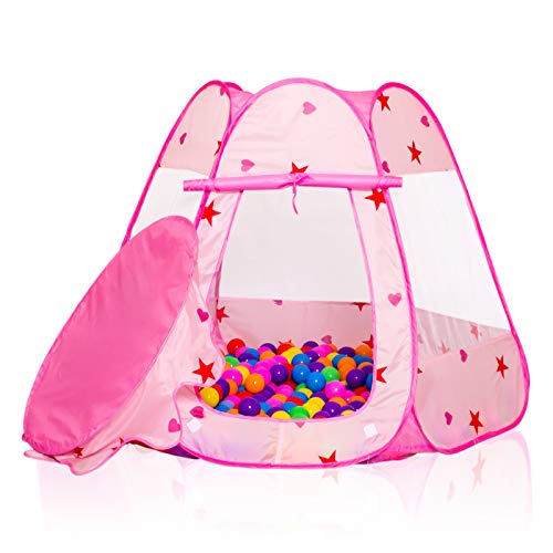Wilhunter Baby Ball Pit for Toddler with 50 Balls, Kids Pop Up Play Tent for Girls, Princess Toys for Children Indoor & Outdoor Playhouse with Carry Bag (Ball Pit with 50 Balls)