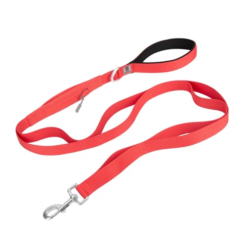 SMALL COMBINATION Pet Leash with Pockets, Multiple Handles Design, Chain Rope Breathable Mesh Lining Training Control Pet Walking Lead for All Breeds (Watermelon Red, M)