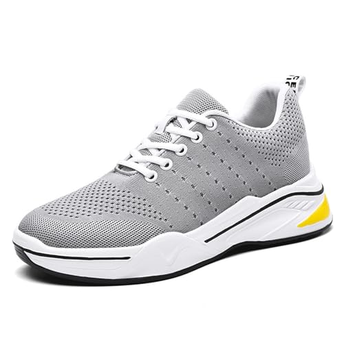 Zapatos Informales para Hombre con Alzas Ajustables Transpirables Antideslizantes y diseño de Malla con Cordones (Grey, 39) #106