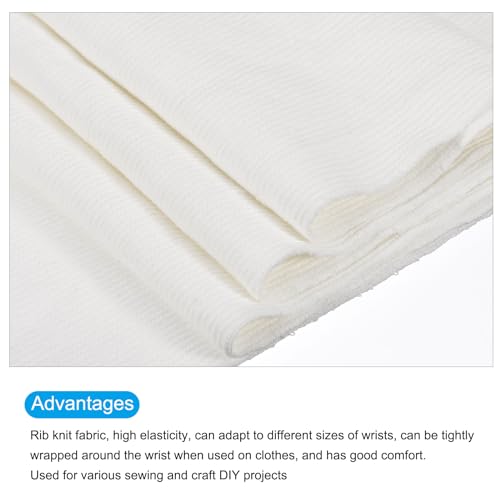 Image of MECCANIXITY 39 inch Elastic Cuffs Ribbed Trims Cotton Fabric Knit Rib Stretch Tape Cuff Sleeve Waistband for Sewing, 6 inch Wide Cream White