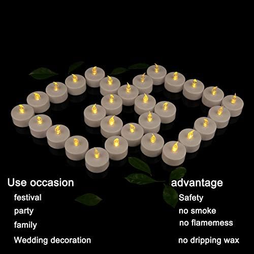 OSHINE 36Pack Battery Tea Lights- Realistic and Bright Flickering Battery Operated Flameless LED Tea Light Battery Powered 200+Hours(Warm Yellow)