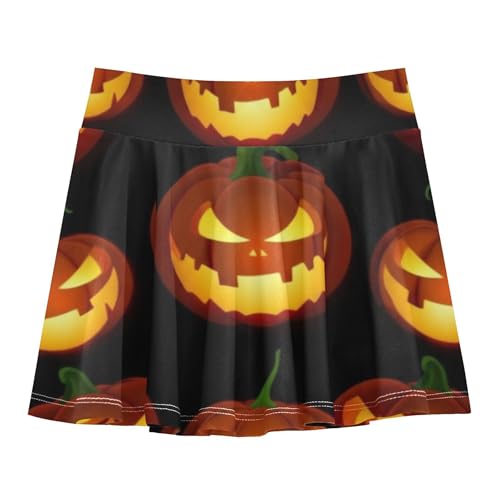 Tennis Skirts for Kids Halloween Jack O' Lantern Punkin Girls Skorts Athletic Shorts Blue Pink Teen Skirt 4t