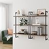 Nathan James Theo 3-Shelf Small Bookcase, Floating Wall Mount Bookshelf with Wood and Industrial Pipe/Metal Frame, Rustic Oak/Matte Black
