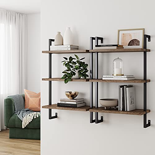 Nathan James Theo 3-Shelf Small Bookcase, Floating Wall Mount Bookshelf with Wood and Industrial Pipe/Metal Frame, Rustic Oak/Matte Black by Nathan James - Image 2