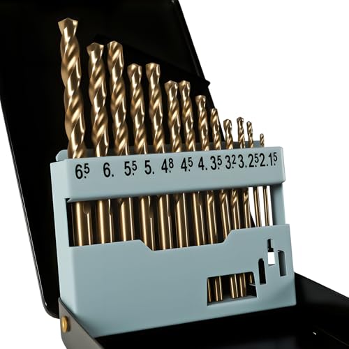Image of COMOWARE Metal Drill Bit Set, 13-Piece HSS-E M35 Drill Bit Set Cobalt, 1.5-6.5 mm Drill Bit Set Spiral Drill Bit Professional for Metal, Steel, Iron Self-Centring for Metalworking Drill Accessories