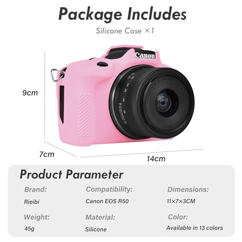Rieibi EOS R50 Case, Soft Silicone Protective Case for Canon EOS R50 Camera, Lightweight Non-Slip Snug Fit Cover - Pink - Image 2
