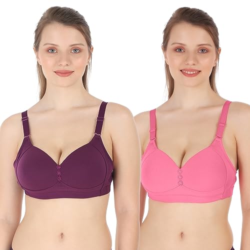 Image of Tweens Lite Wite - Minimiser Medium Padded Cotton Lycra Bra (Plus Size) - Triple Hook - Full Coverage - Wirefree - Seamless T-Shirt Bra