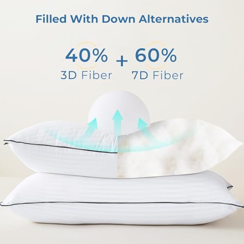 GOHOME King Size Pillows Set of 4 - Bed Pillows for Sleeping 4 Pack, Cooling Supportive Hotel Pillows with Premium Soft Down Alternative Fill for Side Stomach and Back Sleepers