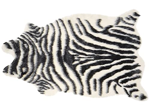 Kunstfell Teppich Zebra schwarz/weiß Überwurf Webpelz Fellform 90 cm Nambung