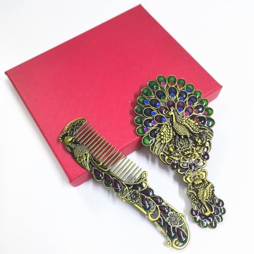Image of Pocket Makeup Mirror | Small Compact Face Mirror for Makeup | Cute Waffle Design Portable Pocket Size Mirror for Purse & Travel (Peacock)