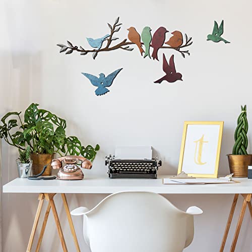 Ferraycle Metal Bird Wall Art Birds On The Branch Wall Decor Leaves With Birds Metal Sculpture Bird Silhouette Metal Ornament Branch Wall Hanging Sign For Balcony Garden Decor thumb #2
