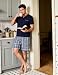 Bresdk Pyjama Herren Schlafanzug Kurz Baumwolle Sommer Set für Männer Nachtwäsche Kariert Blau01 M216 XL