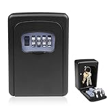 Comzantor Caja de Seguridad para Llaves con código de 4 dígitos, Impermeable y Resistente a la corrosión Pared cajetin Llave combinación para hogar, Garaje, Escuela, Oficina, Gimnasio (Negro)