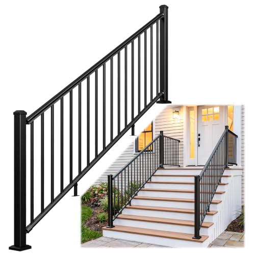 Egadis 1 Pack 36 in x 8 ft Modular Aluminum Stair Railing Kit, Black