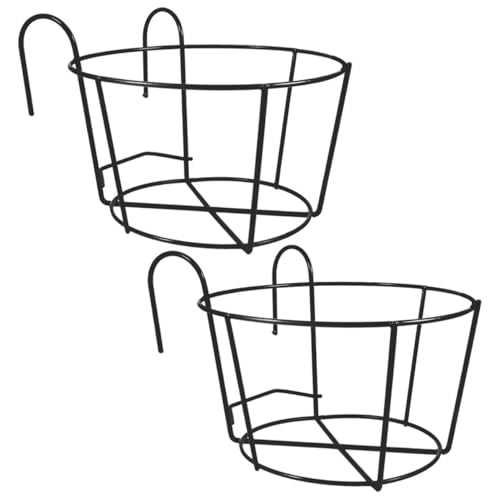 Support à Fleurs en Métal Noir Suspendu Rond Résistant - 2