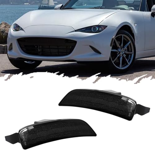 TurningMax For 2016 2017 2018 2019 2020 2021 2022 Mazda MX-5 Miata Front Bumper Side Marker light Housings Smoked Lens NA1J-51-5F0B NA1J-51-5E0B NA1J-51-5J0C NA1J-51-5H0C