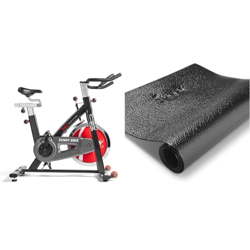 Sunny Health & Fitness - Bicicleta de ciclismo indoor con protector de suelo de espuma para gimnasio en casa, fitness y equipo de ejercicio - N.° 083